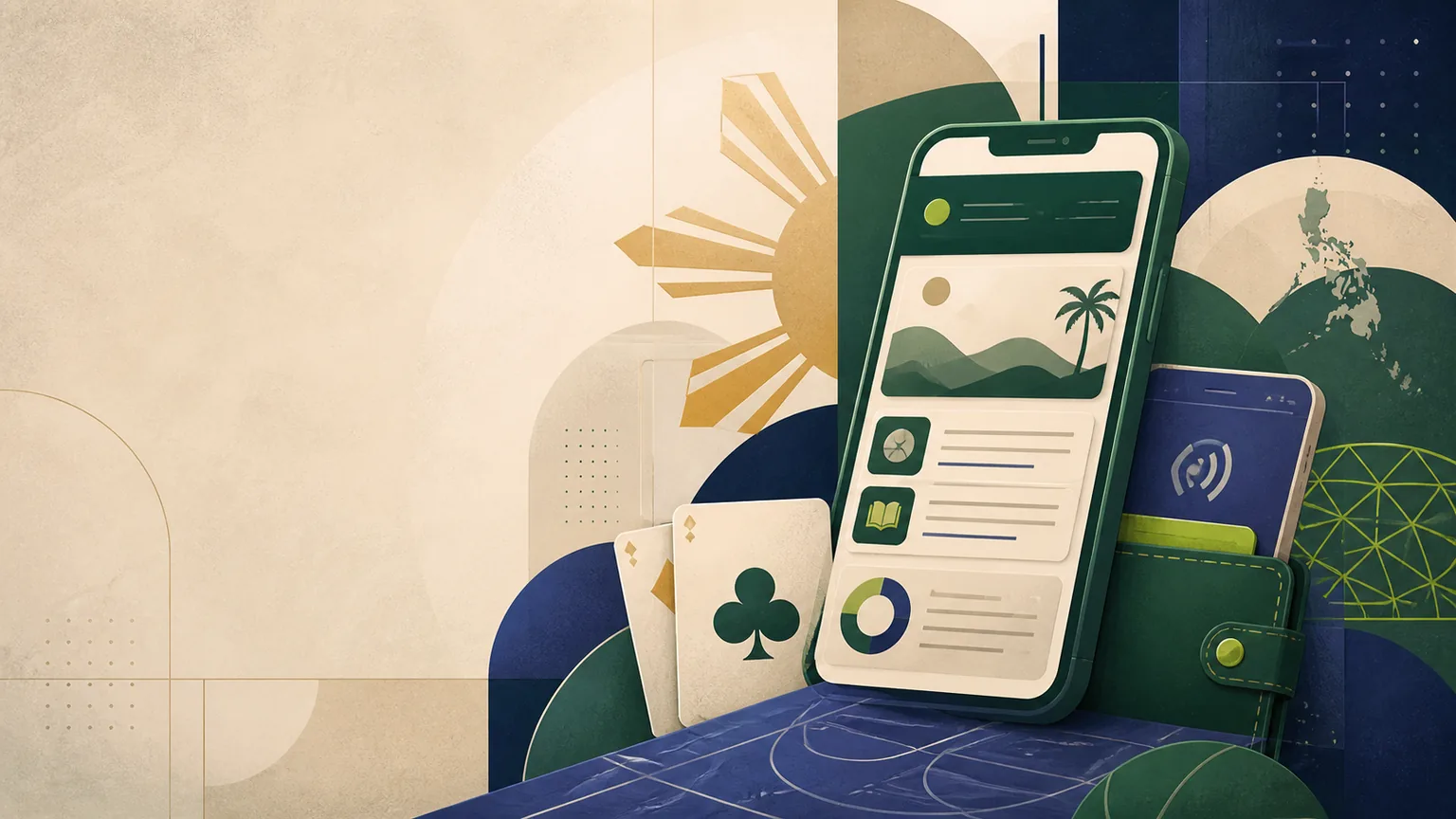 Editorial illustration representing mobile gaming information in the Philippines