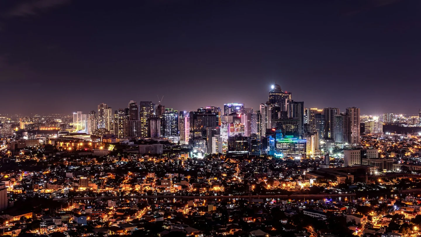 Metro Manila skyline lit up at night