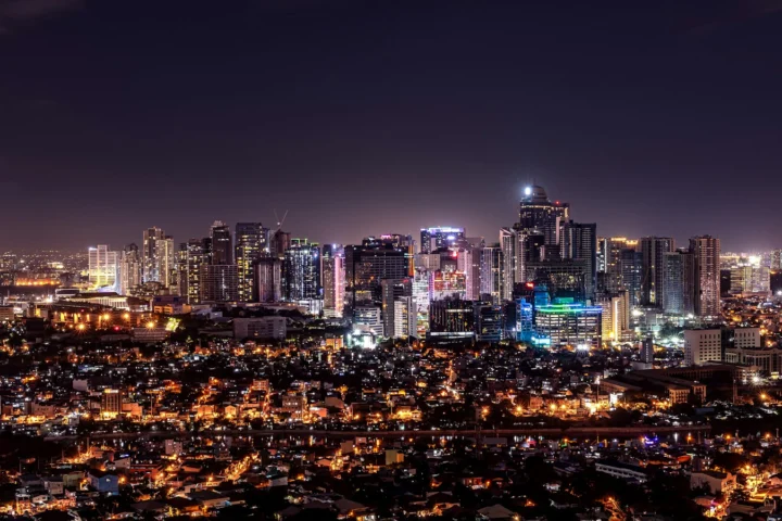 Metro Manila skyline lit up at night